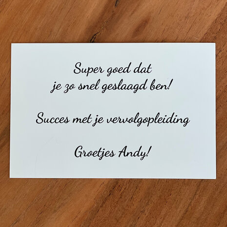 Cadeaukaart met persoonlijke tekst