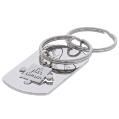 Sleutelhanger rvs dogtag puzzel cutout