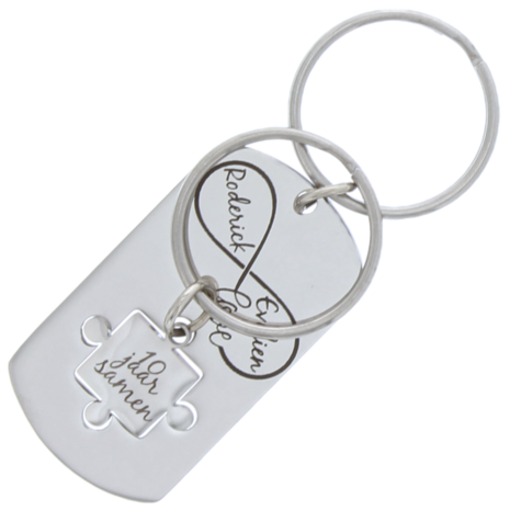 Sleutelhanger rvs dogtag puzzel cutout