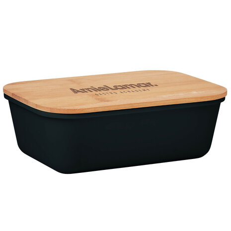 Lunchbox met bamboe deksel zwart