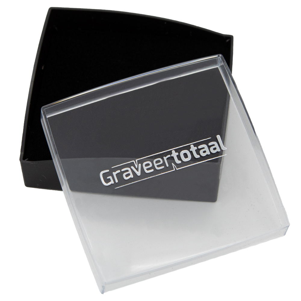 sterk terugtrekken vod Gift box met transparante deksel met graveertotaal bedrukking -  graveertotaal